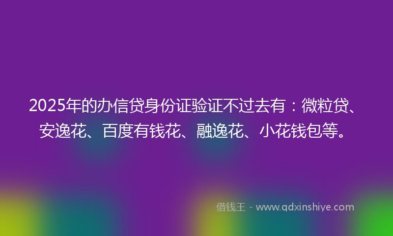 2025年的办信贷身份证验证不过去有：微粒贷、安逸花、百度有钱花、融逸花、小花钱包等。