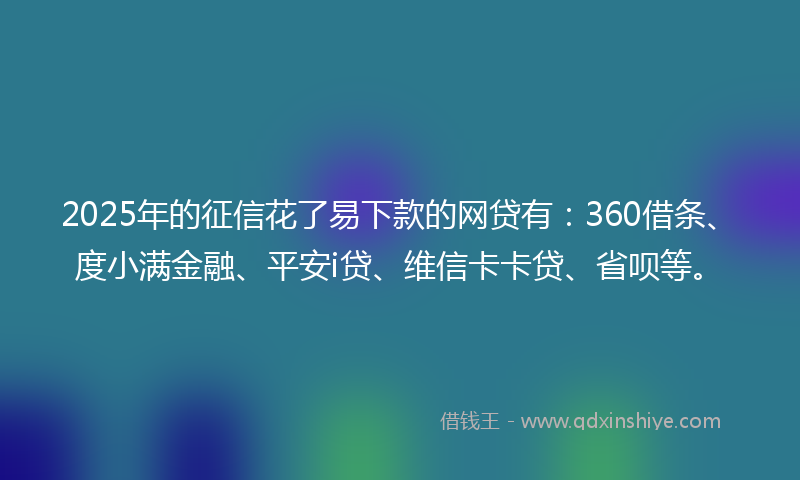 2025年的征信花了易下款的网贷有：360借条、度小满金融、平安i贷、维信卡卡贷、省呗等。