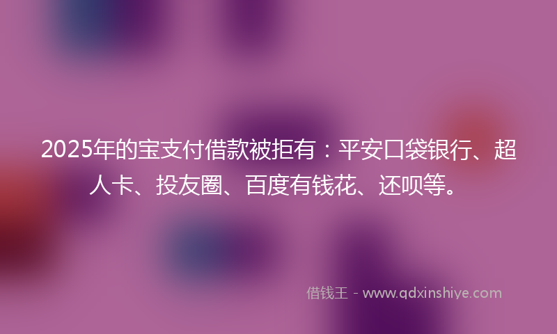 2025年的宝支付借款被拒有：平安口袋银行、超人卡、投友圈、百度有钱花、还呗等。