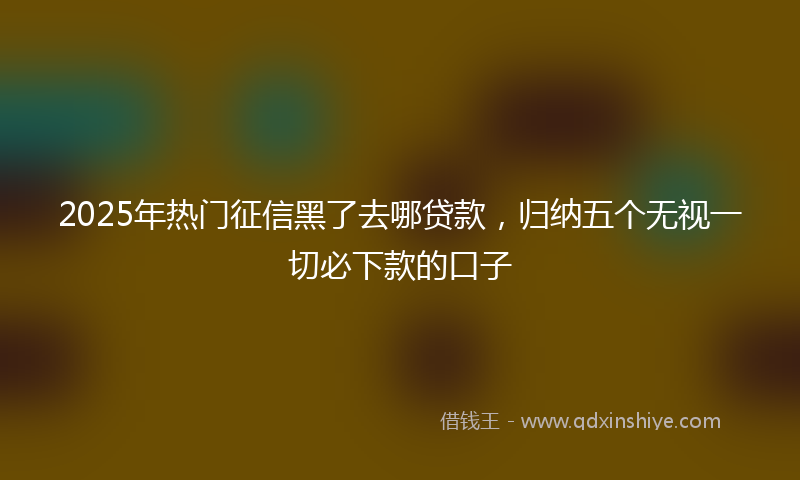 2025年热门征信黑了去哪贷款，归纳五个无视一切必下款的口子