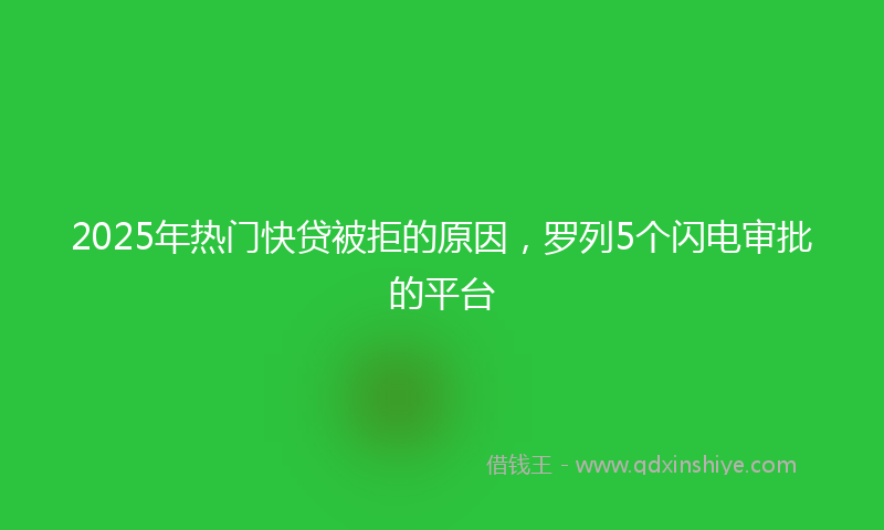 2025年热门快贷被拒的原因，罗列5个闪电审批的平台