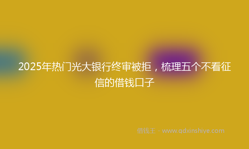 2025年热门光大银行终审被拒，梳理五个不看征信的借钱口子