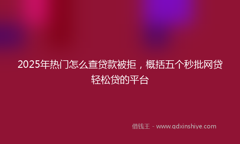 2025年热门怎么查贷款被拒，概括五个秒批网贷轻松贷的平台