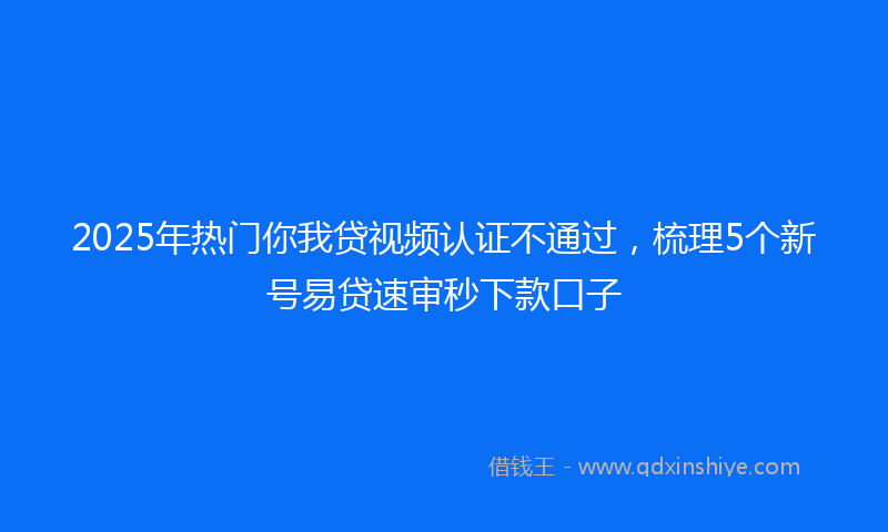 2025年热门你我贷视频认证不通过，梳理5个新号易贷速审秒下款口子