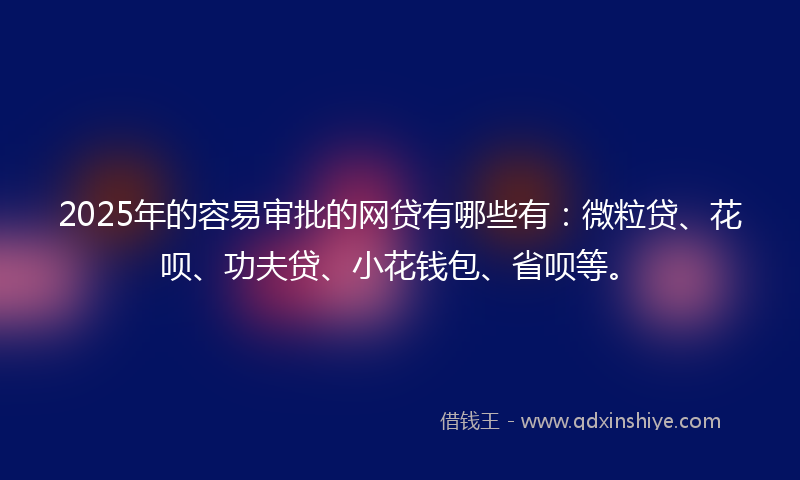 2025年的容易审批的网贷有哪些有：微粒贷、花呗、功夫贷、小花钱包、省呗等。