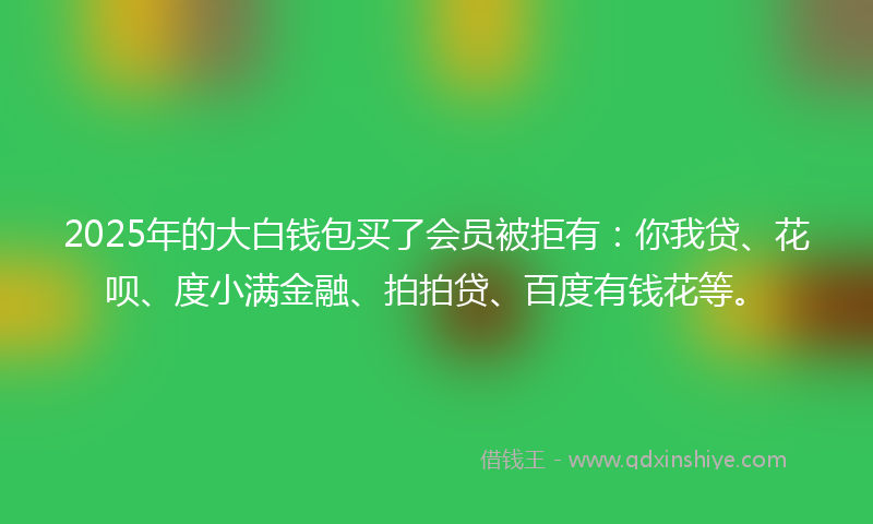 2025年的大白钱包买了会员被拒有：你我贷、花呗、度小满金融、拍拍贷、百度有钱花等。