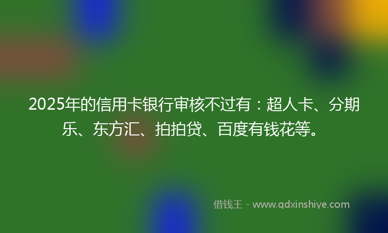 2025年的信用卡银行审核不过有：超人卡、分期乐、东方汇、拍拍贷、百度有钱花等。