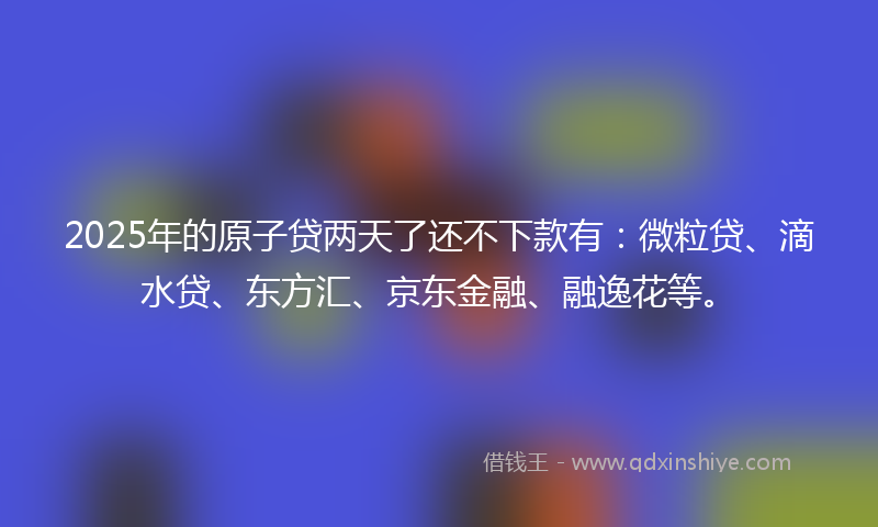 2025年的原子贷两天了还不下款有：微粒贷、滴水贷、东方汇、京东金融、融逸花等。