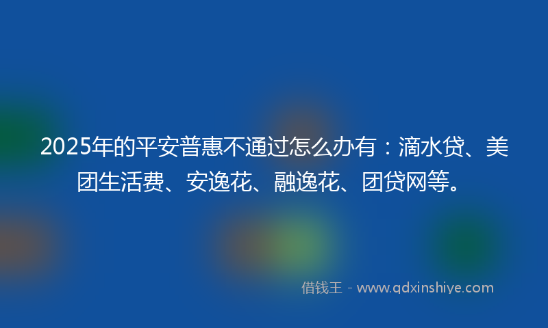 2025年的平安普惠不通过怎么办有：滴水贷、美团生活费、安逸花、融逸花、团贷网等。