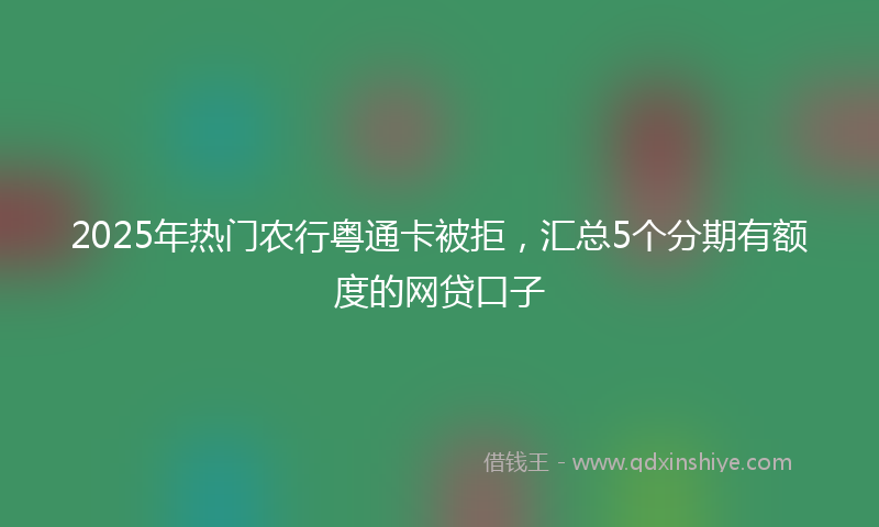 2025年热门农行粤通卡被拒，汇总5个分期有额度的网贷口子