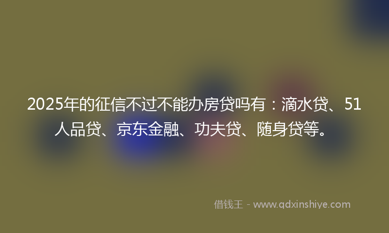2025年的征信不过不能办房贷吗有：滴水贷、51人品贷、京东金融、功夫贷、随身贷等。