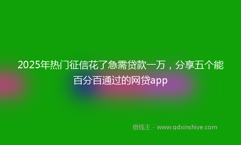 2025年热门征信花了急需贷款一万，分享五个能百分百通过的网贷app