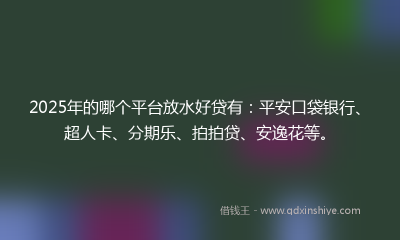 2025年的哪个平台放水好贷有：平安口袋银行、超人卡、分期乐、拍拍贷、安逸花等。