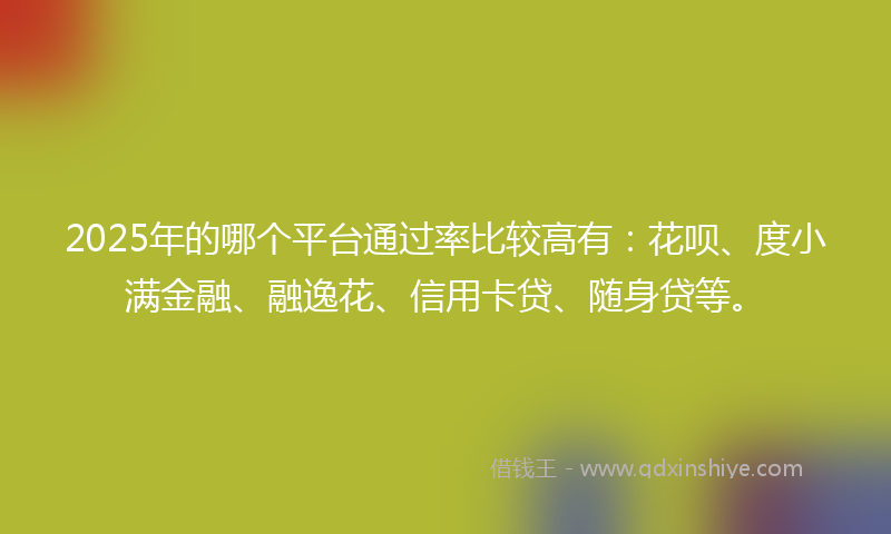 2025年的哪个平台通过率比较高有：花呗、度小满金融、融逸花、信用卡贷、随身贷等。