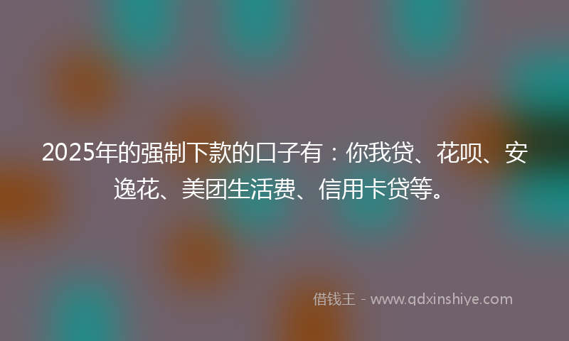 2025年的强制下款的口子有：你我贷、花呗、安逸花、美团生活费、信用卡贷等。