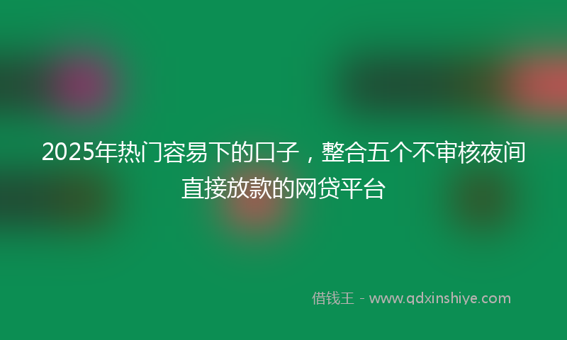 2025年热门容易下的口子，整合五个不审核夜间直接放款的网贷平台