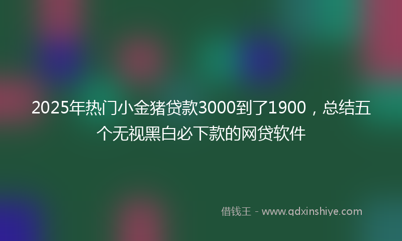 2025年热门小金猪贷款3000到了1900，总结五个无视黑白必下款的网贷软件