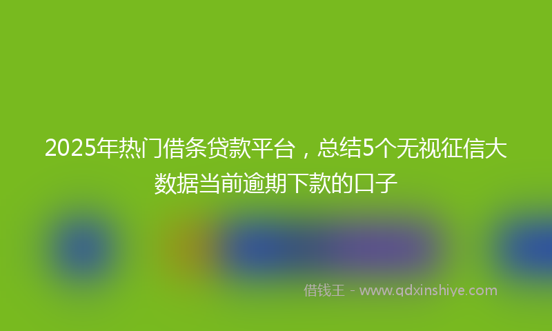2025年热门借条贷款平台，总结5个无视征信大数据当前逾期下款的口子