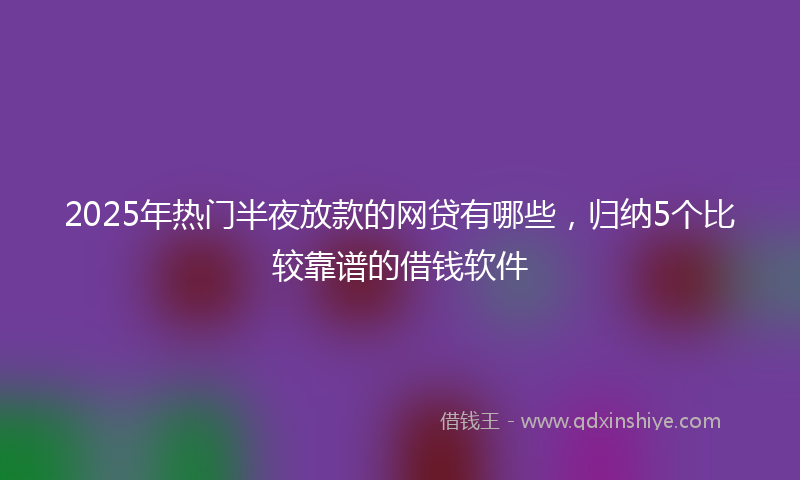 2025年热门半夜放款的网贷有哪些，归纳5个比较靠谱的借钱软件