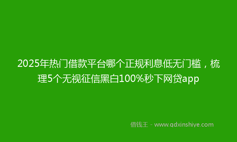 2025年热门借款平台哪个正规利息低无门槛，梳理5个无视征信黑白100%秒下网贷app
