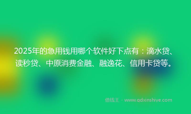 2025年的急用钱用哪个软件好下点有：滴水贷、读秒贷、中原消费金融、融逸花、信用卡贷等。