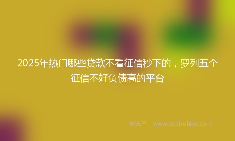 2025年热门哪些贷款不看征信秒下的，罗列五个征信不好负债高的平台