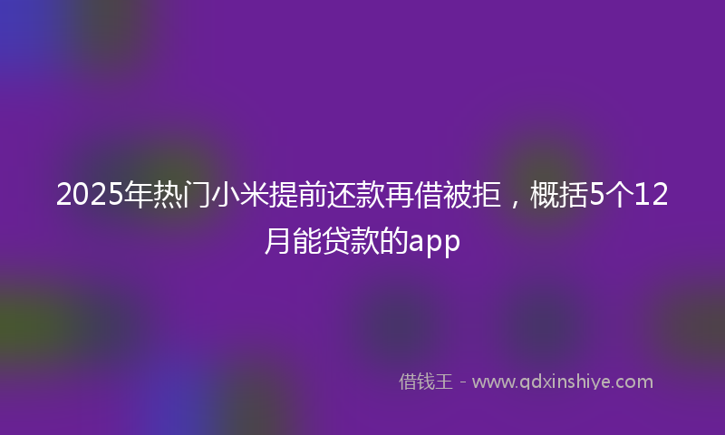2025年热门小米提前还款再借被拒，概括5个12月能贷款的app