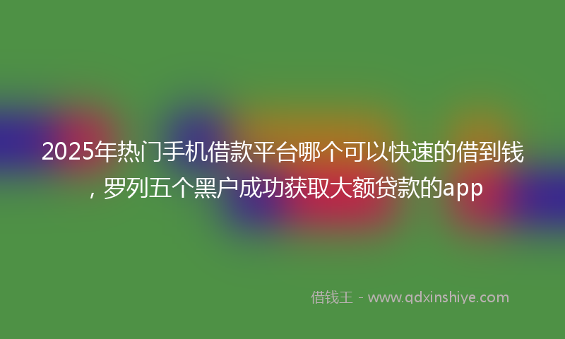 2025年热门手机借款平台哪个可以快速的借到钱，罗列五个黑户成功获取大额贷款的app