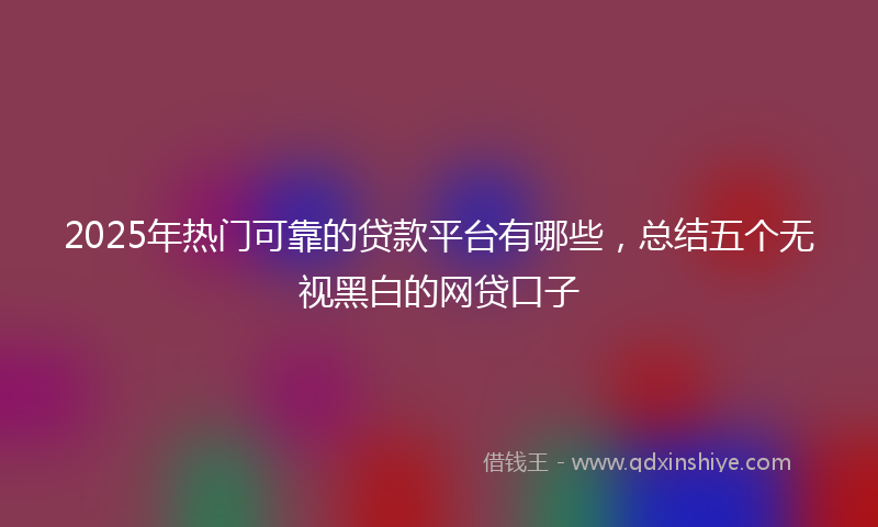 2025年热门可靠的贷款平台有哪些，总结五个无视黑白的网贷口子