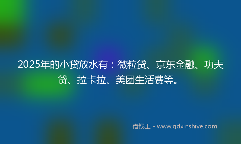 2025年的小贷放水有：微粒贷、京东金融、功夫贷、拉卡拉、美团生活费等。