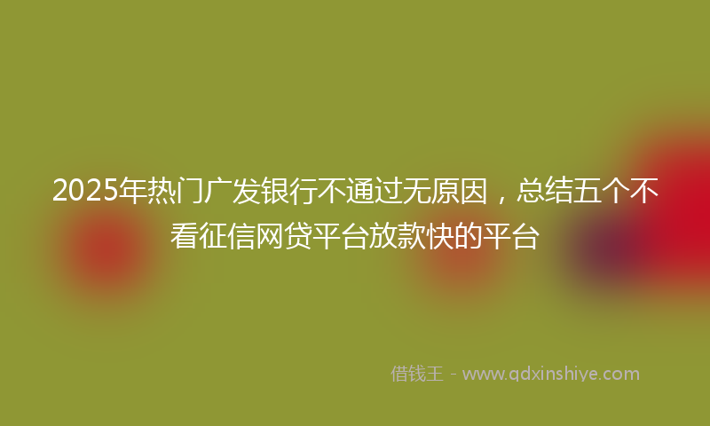 2025年热门广发银行不通过无原因，总结五个不看征信网贷平台放款快的平台