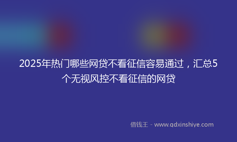 2025年热门哪些网贷不看征信容易通过，汇总5个无视风控不看征信的网贷