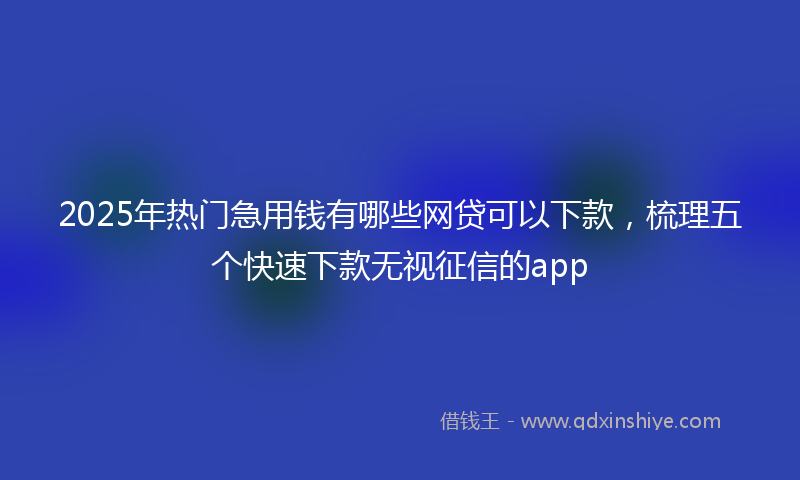 2025年热门急用钱有哪些网贷可以下款，梳理五个快速下款无视征信的app