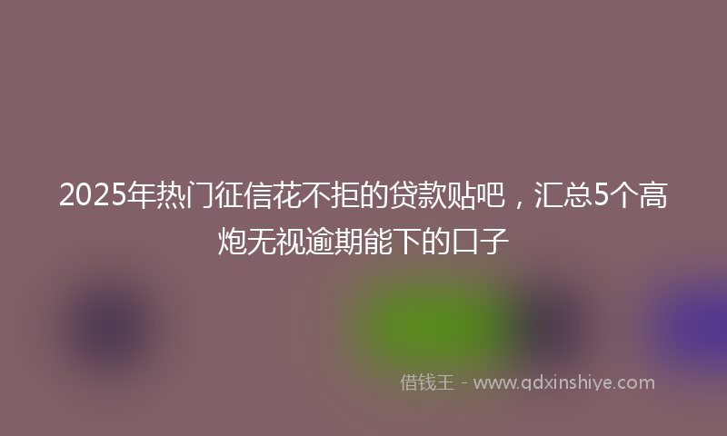 2025年热门征信花不拒的贷款贴吧，汇总5个高炮无视逾期能下的口子