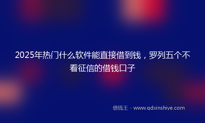 2025年热门什么软件能直接借到钱，罗列五个不看征信的借钱口子