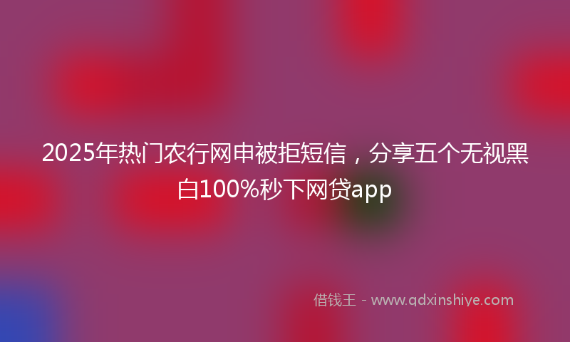 2025年热门农行网申被拒短信，分享五个无视黑白100%秒下网贷app