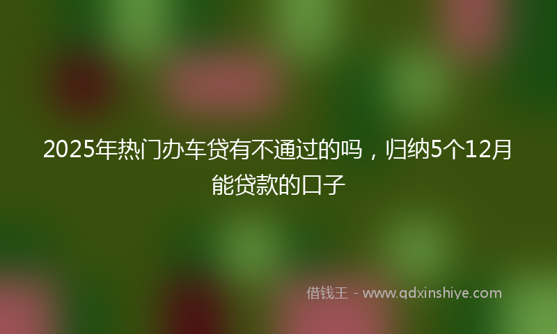 2025年热门办车贷有不通过的吗，归纳5个12月能贷款的口子