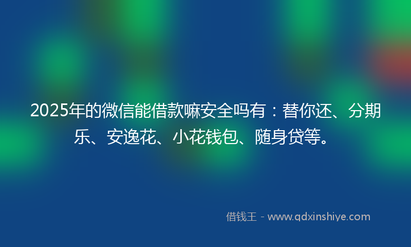 2025年的微信能借款嘛安全吗有：替你还、分期乐、安逸花、小花钱包、随身贷等。