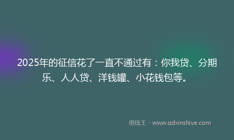 2025年的征信花了一直不通过有：你我贷、分期乐、人人贷、洋钱罐、小花钱包等。