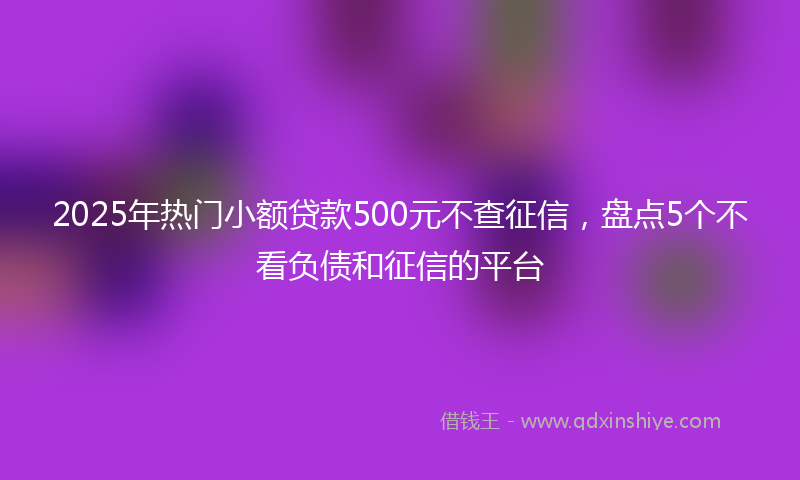 2025年热门小额贷款500元不查征信，盘点5个不看负债和征信的平台