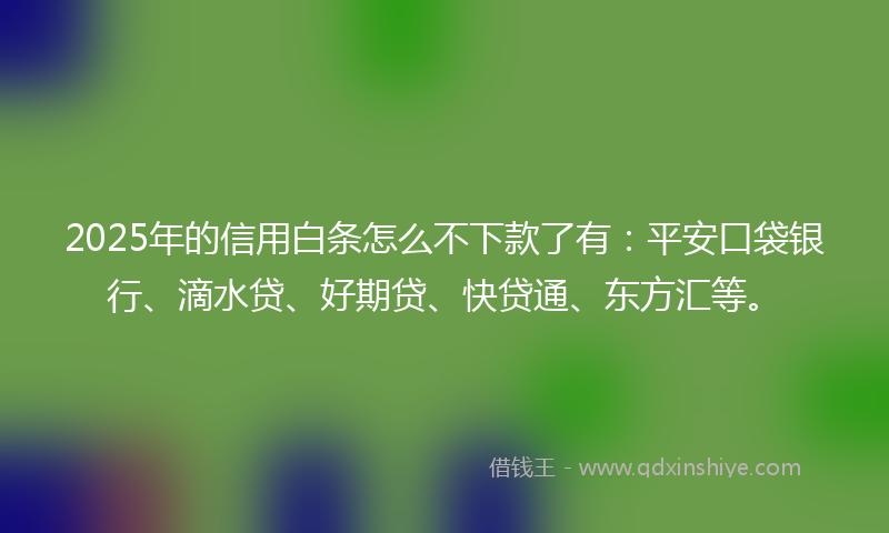 2025年的信用白条怎么不下款了有：平安口袋银行、滴水贷、好期贷、快贷通、东方汇等。