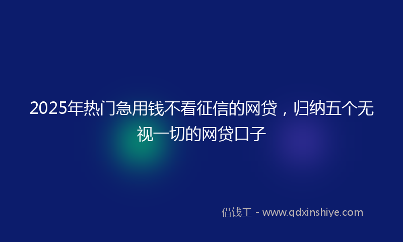 2025年热门急用钱不看征信的网贷，归纳五个无视一切的网贷口子