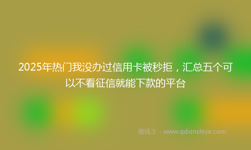 2025年热门我没办过信用卡被秒拒，汇总五个可以不看征信就能下款的平台