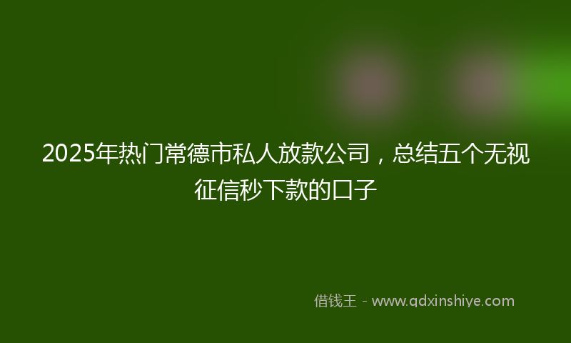 2025年热门常德市私人放款公司，总结五个无视征信秒下款的口子