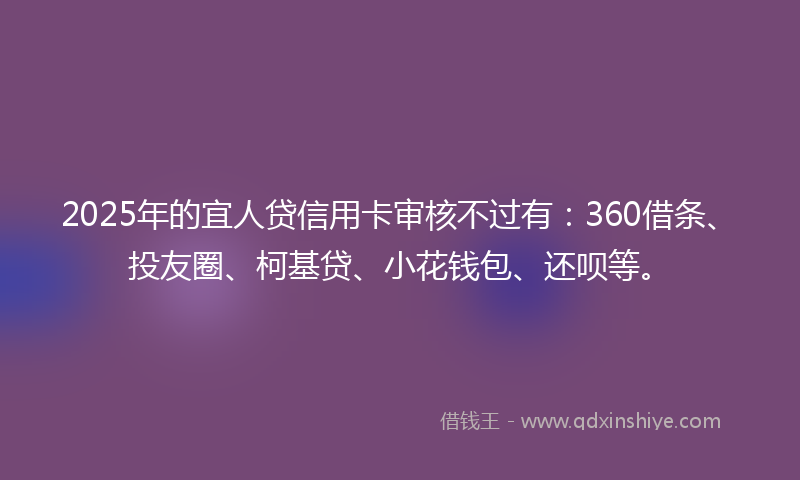 2025年的宜人贷信用卡审核不过有：360借条、投友圈、柯基贷、小花钱包、还呗等。