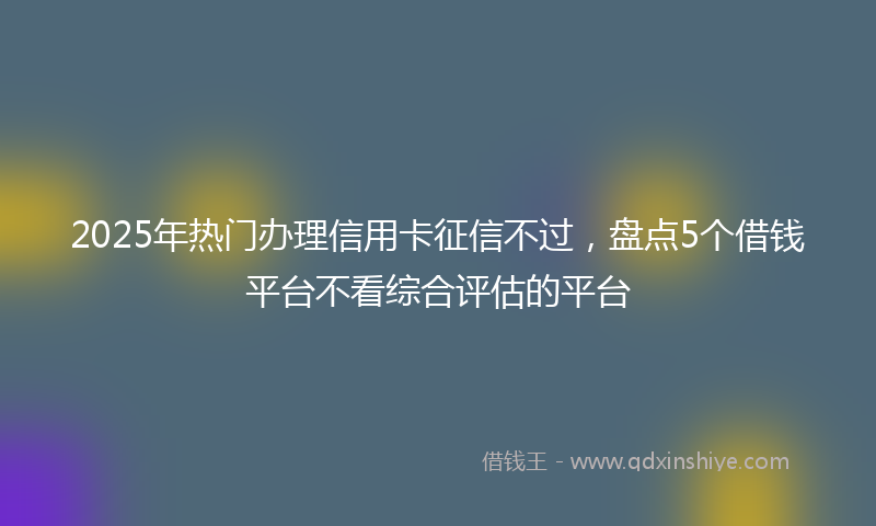 2025年热门办理信用卡征信不过，盘点5个借钱平台不看综合评估的平台