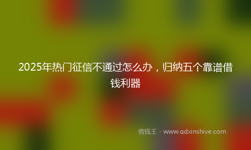 2025年热门征信不通过怎么办，归纳五个靠谱借钱利器