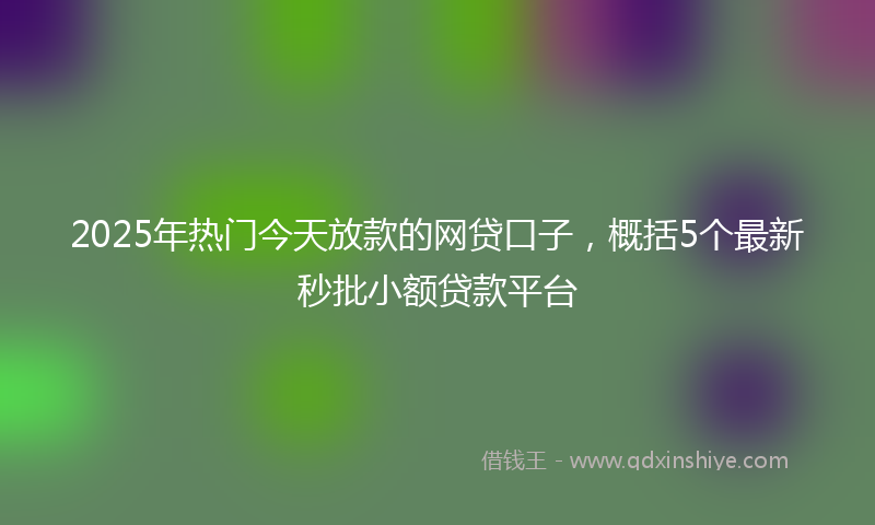 2025年热门今天放款的网贷口子，概括5个最新秒批小额贷款平台