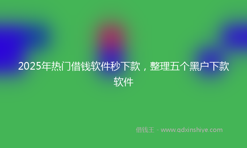 2025年热门借钱软件秒下款，整理五个黑户下款软件