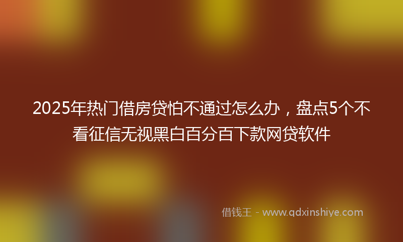 2025年热门借房贷怕不通过怎么办，盘点5个不看征信无视黑白百分百下款网贷软件